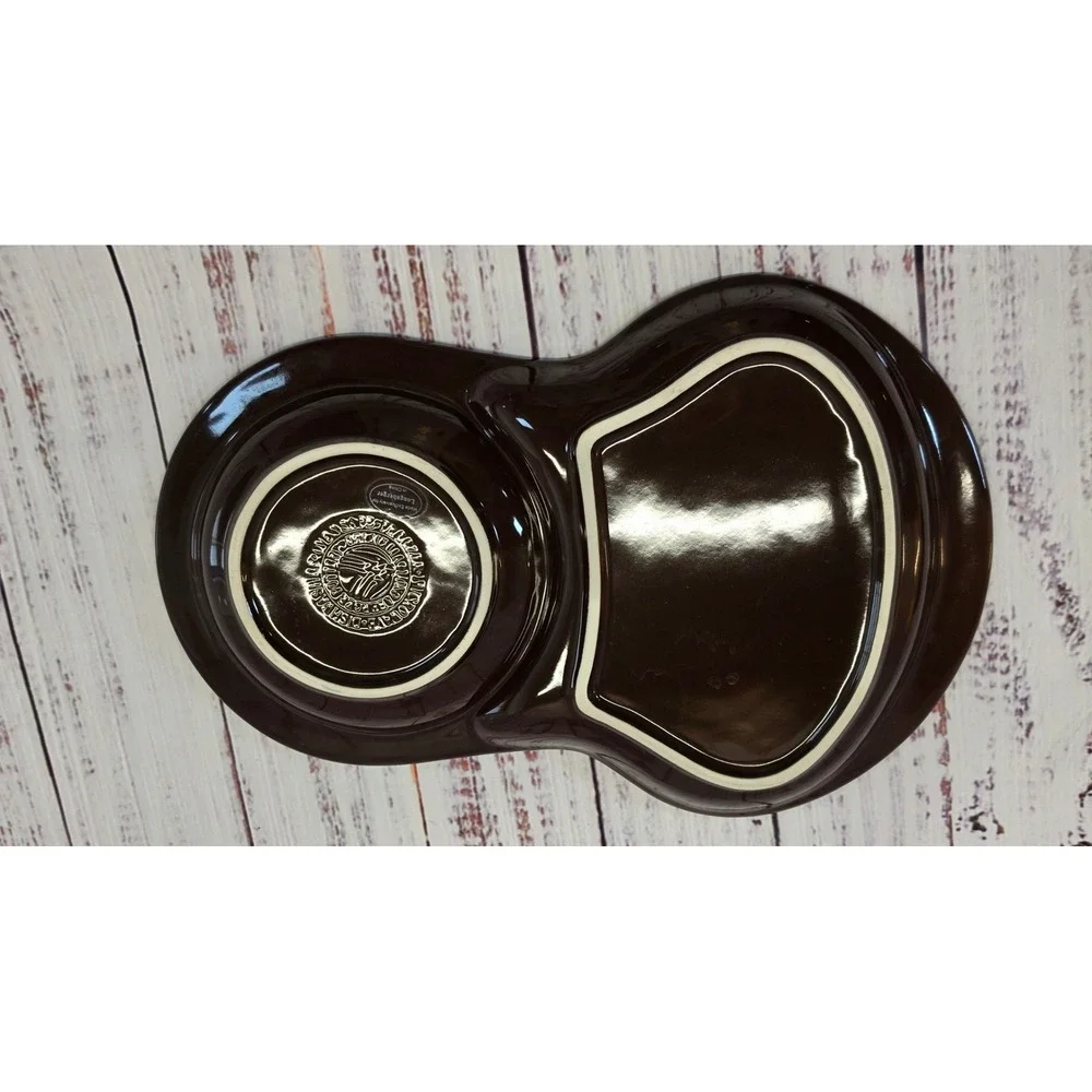 Longaberger Soup and Sandwich Set Brown Excellent Vitrified Pottery